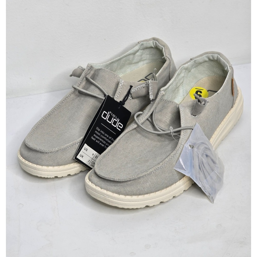 Hey Dude Womens 9 Wendy Chambray Light Grey Gray NEW Comfort Slip On Shoes
